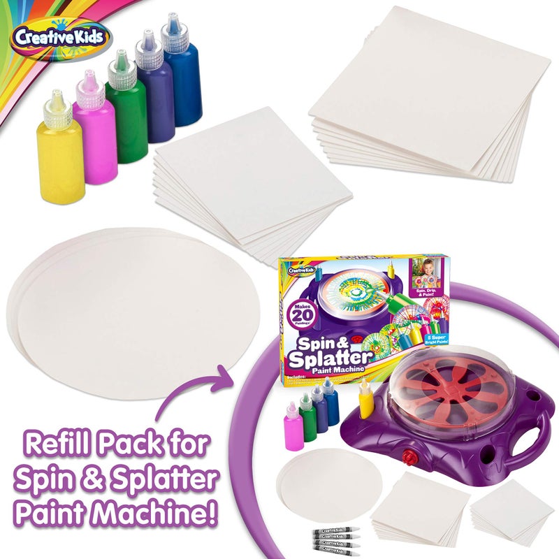 Creative Kids Spin & Paint Refill Pack - 8 x Large Cards - 8 x Small Cards - 4 x Round Cards - 5 Bottles of Colored Paint - Image 3